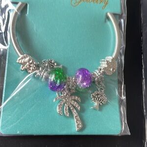 Silver Palm Tree Charm Fashion Jewelry Bracelet